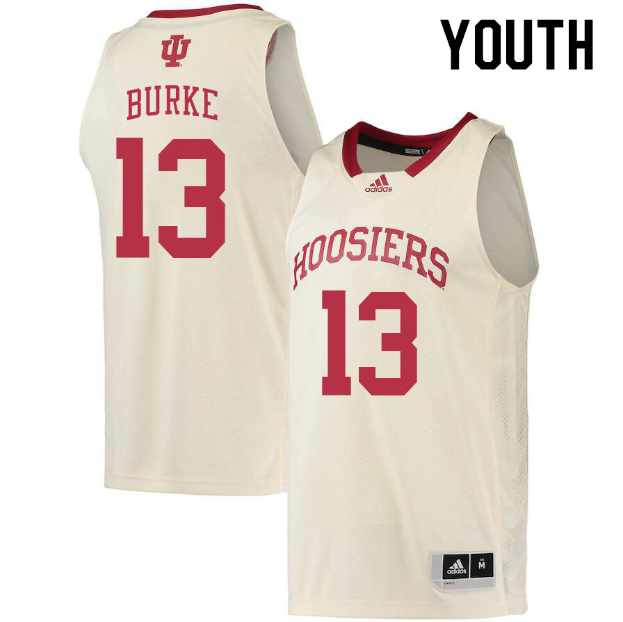Youth #13 Shaan Burke Indiana Hoosiers College Basketball Jerseys Stitched Sale-Cream - Click Image to Close